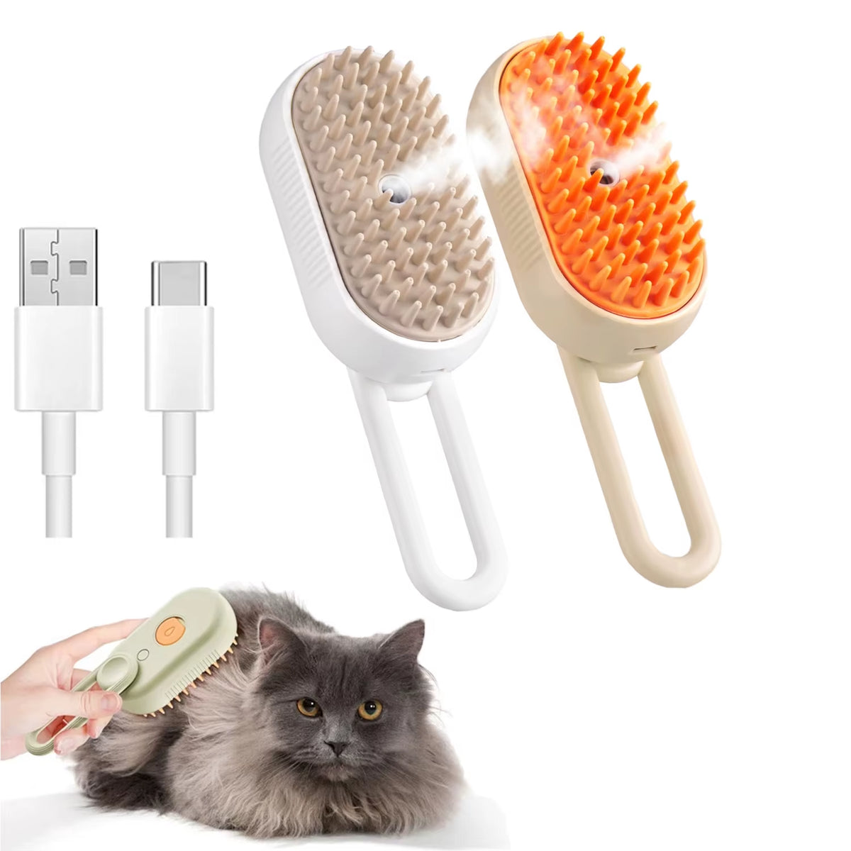 Cepillo de vapor 3 en 1 para gatos