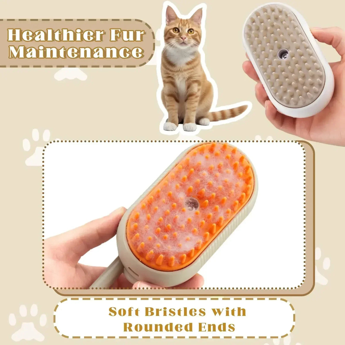 Cepillo de vapor 3 en 1 para gatos